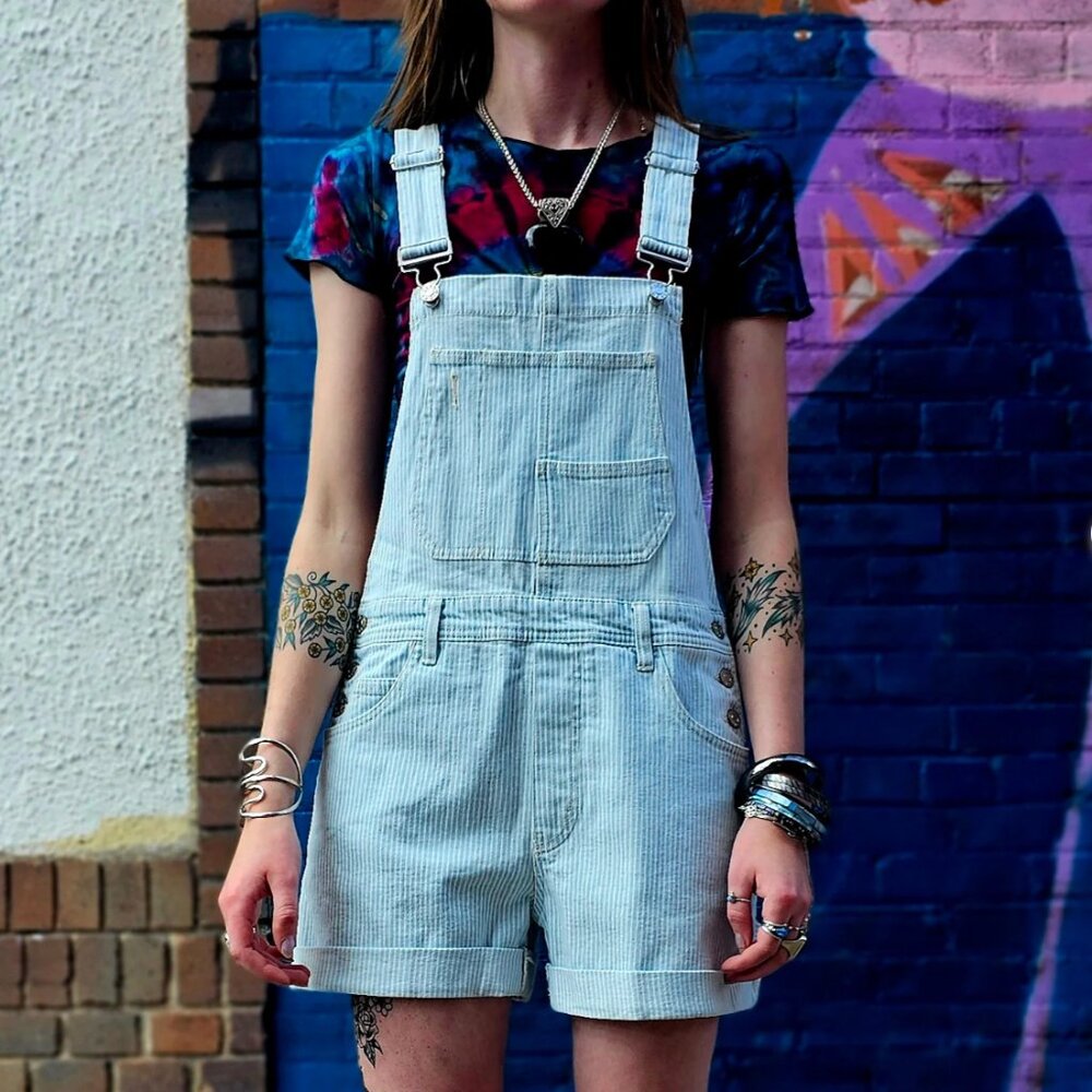 Engineer Striped Shortalls by Daze Denim NWT